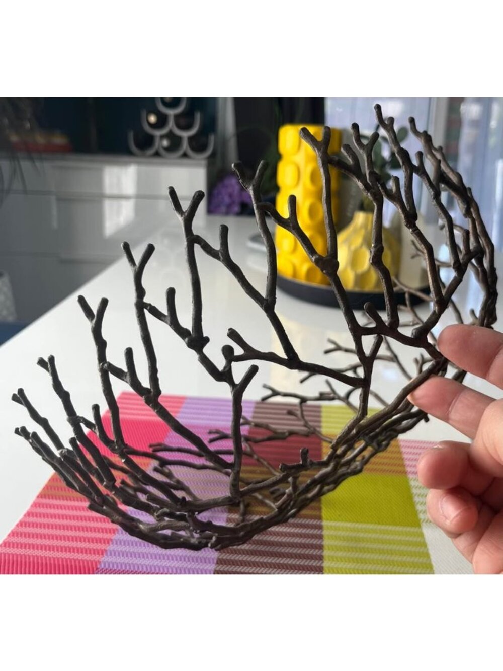 Brutalist Rustic brass Wire Compote Fruit Bowl Wire Art - Picture 3 of 4